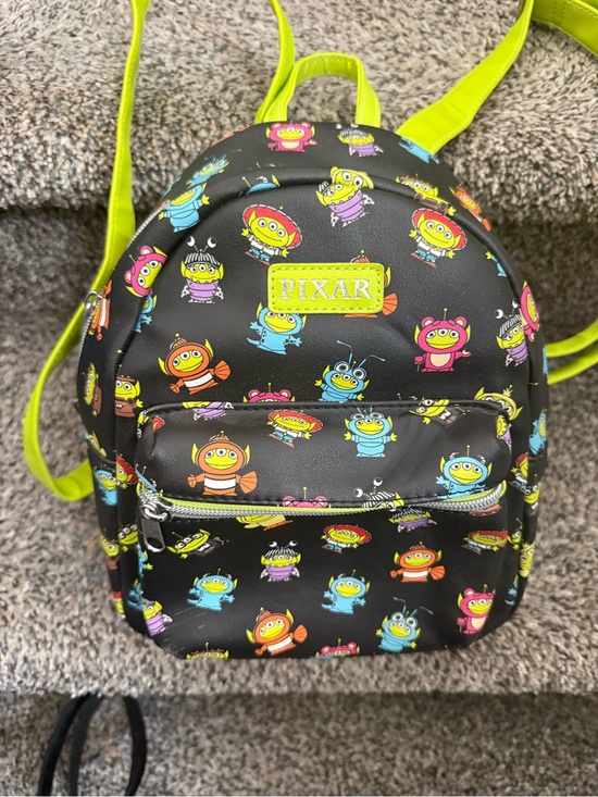 Disney Pixar Black Mini Backpack with Neon Yellow Straps